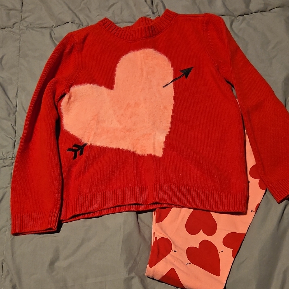 Red and Pink Heart Girl Valentine's Matching Outfit
